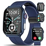 Marsyu 2024 Neu Smartwatch Herren mit EKG/PPG/HRV Telefonfunktion 1.96' Fitnessuhr mit 24/7 Herzfrequenz Blutdruck SpO2 Körpertemperaturmessung, IP68 Wasserdicht Sportuhr für Android iOS, Blau