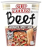 Nissin Cup Noodles – Beef, Einzelpack, Soup Style Instant-Nudeln japanischer Art, mit Rindfleisch-Geschmack & Gewürzen, schnell im Becher zubereitet, asiatisches Essen (1 x 64 g)