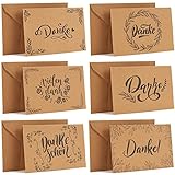 Ohuhu 36 Stück Dankeskarten mit Umschlägen und Aufklebe, Kraftpapier Danke Karte für Grußkarten für Geschenkkarten DIY Dankeskarten Geschenk, 10 x 15 cm, auf Deutsch