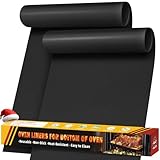 Dauerbackfolie für Backofen Hitzebeständig, 2 Stk 43x64cm Große Ofeneinlagen, Antihaft Teflon Backmatte, Backpapier Wiederverwendbar für Elektro- und Gasbackofen, BPA- und PFOA-frei, Schwarz