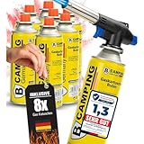 MAGNUM ® Gasbrenner mit Kartusche 8x227g – Schweißbrenner max. 1300°C Temperatur – Lötlampe mit Piezozündung – Bunsenbrenner Küche -Küchenbrenner