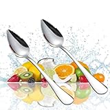 OUDQFCJ 2 PC Grapefruitlöffel, Kiwi Spoon, Mit Zacken, Kiwi, Grapefruitlöffel Edelstahl, Babynahrungsergänzung Fruchtlöffel, Dessertlöffel, Obstlöffel Mit Wellenschliff, Für Kiwi, 304 Edelstahl