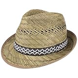 Lipodo Erntehelfer Strohhut (Sonnenschutz) Damen/Herren - Made in Italy - Sonnenhut im Trilby-Look - Hut aus leichtem Stroh - Strandhut mit schicker Garnitur - Frühling/Sommer (59)