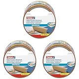 tesa Doppelseitiges Klebeband Universal - Vielseitiges Klebeband für Verpackungen, Deko und Teppiche oder zum Basteln - 5 m x 50 mm (Packung mit 3)