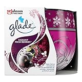Glade Duftkerze mit Dekorfolie, Duft Radiant Fresh Berries, mit ätherischen Ölen angereichert, 6er Pack (6 x 120 g)