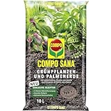 COMPO SANA Blumenerde für Grünpflanzen und Palmen, 12 Wochen Nährstoffversorgung, 10 Liter, COMPO SANA Grünpflanzenerde und Palmenerde