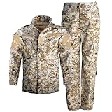 QIYUANT Kinder Outdoor Taktische Kleidung T-Shirt und Hosen Sets Airsoft Militär Camouflage Frühling Sommer Herbst Kampf Wandern Jagd Camping für Junge Mädchen (Wüste Digital/Jacke + Hose, 140)