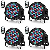 U`King 4 Pack RGB LED Par Strahler, 36 LED Bühnenlicht Partylicht mit Fernbedienung, Discolicht Scheinwerfer Bunt Beleuchtung für Moving Head DJ Party Show Bar Nebelmaschine Halloween Weihnachten