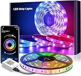 LED Strip 6m, RGB LED Streifen, Lichterkette mit Fernbedienung Upgrade auf 6m, Musiksync Farbwechsel Band Lichter für die Beleuchtung