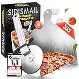 Hochwertiger Pizzaschneider aus Edelstahl - Robuster Pizzaroller mit superscharfer Klinge, inkl. Klingenschutz - Spülmaschinenfest (Pizzaschieber)