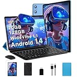 SEBBE Tablet 10 Zoll Android 14 Tablet 20 GB RAM+128 GB ROM (TF1 TB),5G WLAN 6丨Bluetooth 5.0丨Widevine L1丨6000mAh丨5MP+8MP丨GMS丨1280 * 800丨Tablet mit Tastatur Maus Blau