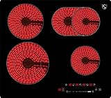 K&H® 4 Zonen SLIDER Control Glaskeramikkochfeld Elektrokochfeld 59cm Elektro Autark Eingebaut NC-7206SL