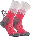 TODO BP Dünn Merino Wandersocken Kinder 55% Merinowolle Socken. Also TrekkingSocken für Damen, Herren Atmungsaktiv Funktionssocken Outdoor (Falcon Fuchsie, 31-34)