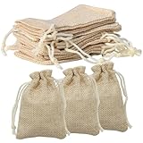 REBECASKYENS Jutesäckchen,100Pcs Jutebeutel mit Kordelzug,9 * 7 cm Klein Geschenksäckchen,Leinen-Säckchen, Klein Jute Sack Beutel Natur für Schmuck DIY Handwerk