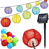 LED-Lichterkette Solar Bunte Lampions 7 Beleuchtungsmodi Wetterfest IP44 Innen Außen 23412