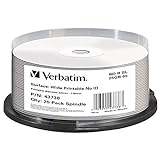 Verbatim BD-R Single Layer Blu-ray Rohlinge 25 GB, Blu-ray-Disc mit 6-facher Schreibgeschwindigkeit, großflächig bedruckbar, 25er-Pack Spindel, Blu-ray-Disks für Video- und Audiodateien