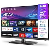 TuTu Fernseher 25 Zoll (64 cm), Full HD Smart TV mit WLAN, Triple Tuner (DVB-T/T2, DVB-C, DVB-S/S2), App Store, Mittelfuss [TUV25FQ1BC, 2024]