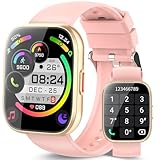 Smartwatch Herren Damen, 1,85 Zoll Smartwatch mit Anrufannahme/Anrufannahme, 112 Sportmodi Fitness Tracker mit Schlaf/Herzfrequenzmesser, IP68 Smart Watch für Android iOS, Hellrosa