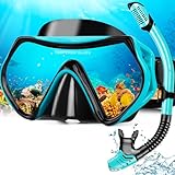 Hydomi Schnorchelset Erwachsene Anti-Fog Taucherbrille mit 180° Panorama Sichtfeld, Dry Top Schnorchel 3-Kanal System, Auslaufsichere Tauchmaske aus gehärtetem Glas für Tauchen Schwimmen