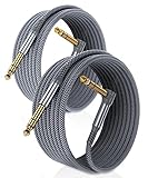 RUXELY 6.35mm TRS Gitarrenkabel 3M 2-Stück,90 Grad 1/4' Stecker Stereo Instrumentaenkabel,6.3 Klinke Guitar Cable,Symmetrische Audiokabel für E-Gitarre,Bässe,Tastaturen,Verstärker,Amp,Lautsprecher