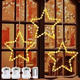 Weihnachtsdeko Fenster Weihnachtssternlichter, 3 Stück 40 LED Sterne Weihnachtsbeleuchtung Fensterbeleuchtung Weihnachten Batteriebetrieben mit Timer, 8 Modi Fensterdeko Weihnachtsstern Beleuchtet