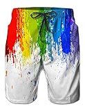 IDGREATIM Männer Badehose 3D Gedruckt Grafik Sommer Strand Surf Board Shorts Einstellbare Kordelzug XL