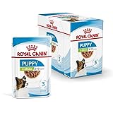 ROYAL CANIN X-Small Puppy | 12 x 85 g | Feuchtnahrung für besonders kleine Hundewelpen | Bis zum 10. Lebensmonat | Mit Häppchen in Soße | Im Pouchbeutel
