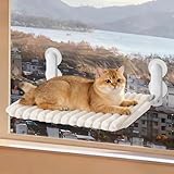 CAIEJSAEN Weiche Katzen Fensterhängematte Sitzstange Faltbar mit Abnehmbarem und Wendbarem Bezug Saugnäpfen Fensterbrettauflage Fensterliegeplatz für Glatte Oberflächen