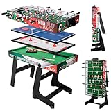 HLC Tischkicker Spieltisch 4 in 1 Multi Spieltisch Kicker Multigame Spieletisch Klappbar Teleskopstangen Spieltisch Multifunktionstisch Billard Tischtennis Tischhockey 123 * 61 * 80CM