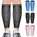 Wadenbandage Kompression Wadenstütze 2 Stück Waden Kompressionsstrümpfe Ohne Fuß für Damen Herren Calf Sleeves Zur Schmerzlinderung, Erholung Beim, Training, Radfahren, Laufen (Schwarz, L)