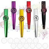 Baxcdyswe 6 Stück Kazoo Instrument, Metall Kazoos mit 12 Austauschbaren Membran, Nasenflöte, Geeignet für Kinder, Erwachsene und Musikanfänger, Kazoo Bunt fur Kinder Party Favors Geschenke