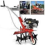 HECHT Benzin Motorhacke mit 60 cm Arbeitsbreite – 4 Takt Motor – 24 Harte Messer – Bodenfräse – Gartenhacke – Kultivator – zum Boden umgraben und lockern - Gartenfräse Benzin