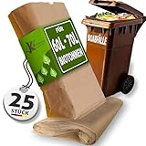 Biotonnenmüllsäcke 60L - 70L I 25Stk Müllbeutel Biotonne I Biomüllsäcke I Papiermüllsäcke für Biomülltonne madenfrei I Papiersäcke für Gartenabfälle