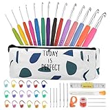 Häkelnadel Set 14 Stück Häkelset für Anfänger Wolle Zum Häkeln Stricken Nadeln Kit 2.0mm-10.0mm Ergonomische Soft Gummi Comfort Grip Häkelnadeln Kit mit Tragbaren Tasche