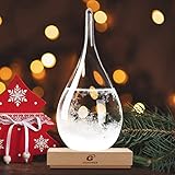 Sturmglas Wettervorhersage Wetterstation Wettervorhersage Barometer Stilvolle und kreative Desktop-Wettervorhersage mit Holzsockel Heim- und Bürodekorationen Weihnachtsdekorationen
