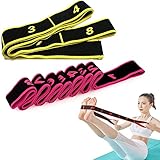 2 Stück Yoga Stretch Gurt, Resistance Bands, Fitnessbander, Training Bänder, Widerstandsbänder, Multi-Schleifen Verstellbares Übungsband, für Fitness, Tanztraining, Gymnastik (Rosa+Gelb)