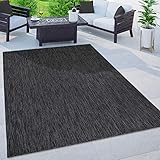 Paco Home Outdoor Teppich Flachgewebe Sisaloptik Modern Einfarbig meliert wetterfest & pflegeleicht Küchenteppich Ideal für Terrasse Balkon Garten, Grösse:80x250 cm, Farbe:Anthrazit