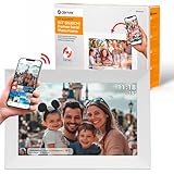 DENVER Digitaler Bilderrahmen Weiß 10,1 Zoll mit WLAN – Frameo Digital Photo Frame mit Touchscreen & 16 GB Speicher – Elektrischer Fotorahmen mit App‑Steuerung, USB & microSD, Bilderrahmen Digital