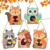 Laternen Bastelset, 5 Stück DIY Laterne Kinder, St Martin Laterne Basteln mit Fuchs Eichhörnchen Igel Eule Waschbär, Ideal für Laternenumzug