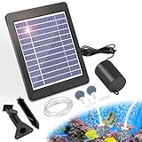 GuKKK Solar Sauerstoffpumpe, 4W Solar Teichbelüfter mit 2200mAh Akku, Solar Luftpumpe Aquarium Oxygenator, Oxygenator Aquarium Luftpumpe Angelbelüfter mit Rohr Luftblasensteinen, für Gartenteiche (A)