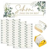iwontalersy 90 Gastgeschenke Hochzeit Aufkleber,Selbstklebende Etiketten im Eukalyptus Design,Schön,Dass Du Da Bist,Eukalyptus-Schokoladenaufkleber,Rechteck 5 x 1,8 cm
