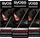 Syoss Color Coloration 1_1 Schwarz Stufe 3 (3 x 115 ml), permanente Haarfarbe für bis zu 10 Wochen Farbintensität und 80% weniger Haarbruch*