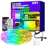 vimeepro 15M LED Strip IP68 Outdoor LED band Waterproof mit Remote/APP Control, musiksynchronisierte RGB led streifen aussenbereich für Schlafzimmer Dach Garten Treppe