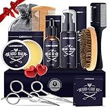 Bartpflege Set für Männer, Geschenke für Männer, Bart Geschenk Lionmane Geschenke Beard Set 60ML Bartshampoo, 30ML Bartöl, 2 Bartschere, Balsam, Bürste, Kamm, Tasche, Bartschneider Kamm