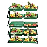 JLXJYS Snack-Regal im Supermarkt 5 Tier grün Einzelhandel Snack Obst Gemüse Korb Regal, Große Supermarkt Organizer Display Racks für Home Store Küche Floor-Standing Lagerung Halter