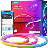 Govee Neon LED Strip 3m, RGBIC Neon LED Streifen mit App-Steuerung, funktioniert mit Alexa und Google Assistant, DIY-Lichteffekte, Musik Sync, Neon Lichtband für Wohnzimmer, Schlafzimmer, Wand Deko