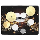 OUUTMEE 182x155cm Schlagzeugteppich Drum Teppich,Elektrisches Schlagzeug Teppich, Professionelles rechteckiges Musiksymbolmuster