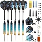 SHOT TAKER CO. EST. 2017 6 Stück Profi Dartpfeile mit Stahlspitze für Dartscheibe - Inklusive Fässern + Kunststoff/Aluminium Schäfte + O-Ringe + Flossen + Schleifer +