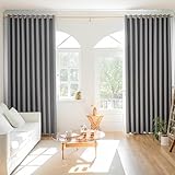 SHERCTN Verdunkelungsvorhänge für Fenster, 160 cm lang, 2 Paneele, Set mit Ösen, geräuschreduzierend, weich, gerade, für Schlafzimmer, Wohnzimmer, Kinderzimmer, Grau