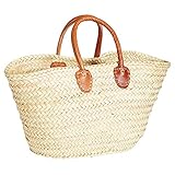 ORIGINAL Ibiza Tasche Korbtasche Strandtasche Cestino 50cm groß | Marokkanische Palmblatt Einkaufskorb Einkaufstasche geflochten XXL | Natur Shopper Umhängetasche Strohtasche für Damen und Herren